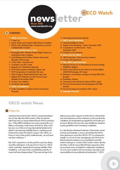 publication cover - OECD Watch Newsletter March 2006