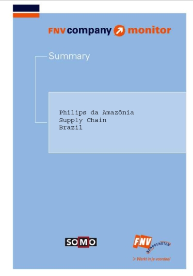 publication cover - FNV Company Monitor; Philips Supply Chain Brazil summary