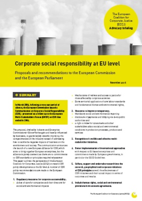 publication cover - Corporate social responsibility at EU level