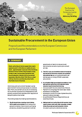 publication cover - Sustainable Procurement in the European Union