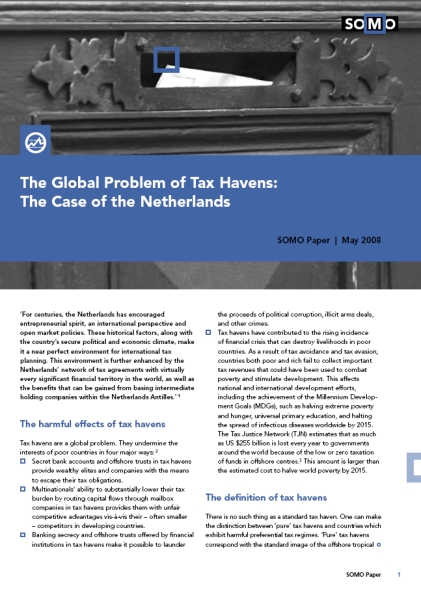 publication cover - The Global Problem of Tax Havens: The Case of the Netherlands (update)