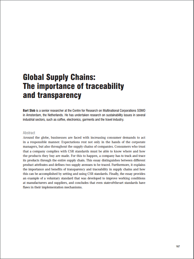 publication cover - Global Supply Chains: The importance of traceability and transparency
