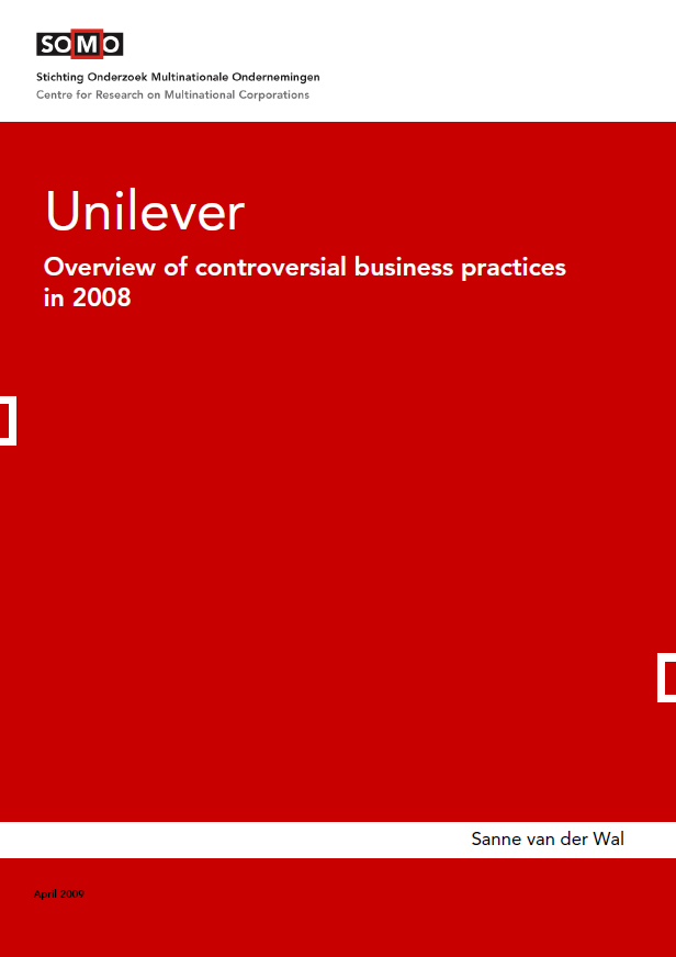 publication cover - Unilever – Overview of controversial business practices in 2008