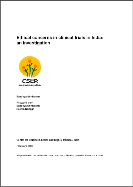 publication cover - Ethical concerns in clinical trials in India