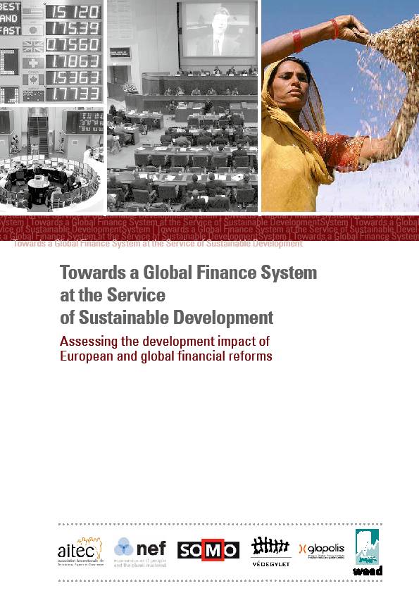 publication cover - Towards a Global Finance System at the Service of Sustainable Development