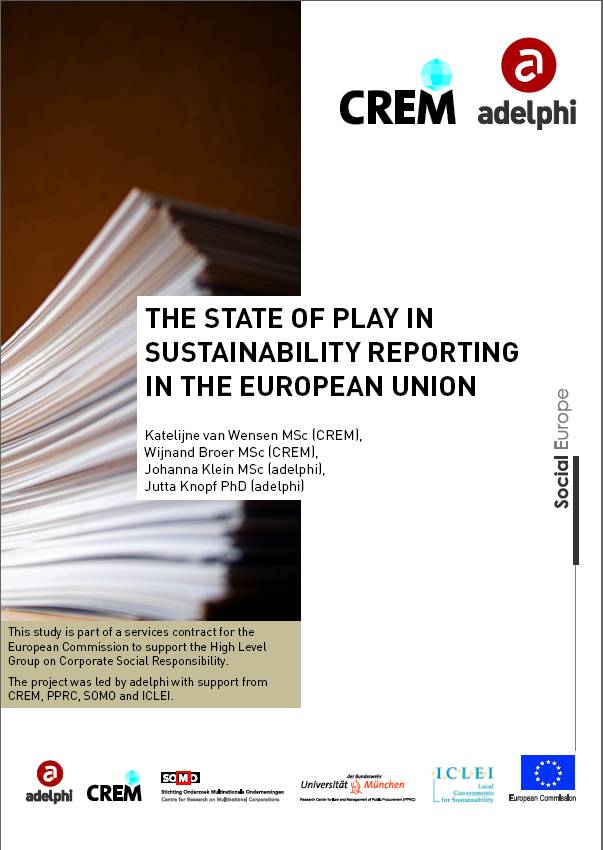publication cover - The State of Play in Sustainability Reporting in the European Union