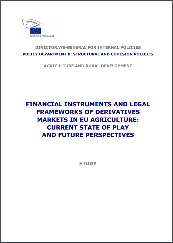publication cover - Financial instruments and legal frameworks of derivatives markets in EU agriculture