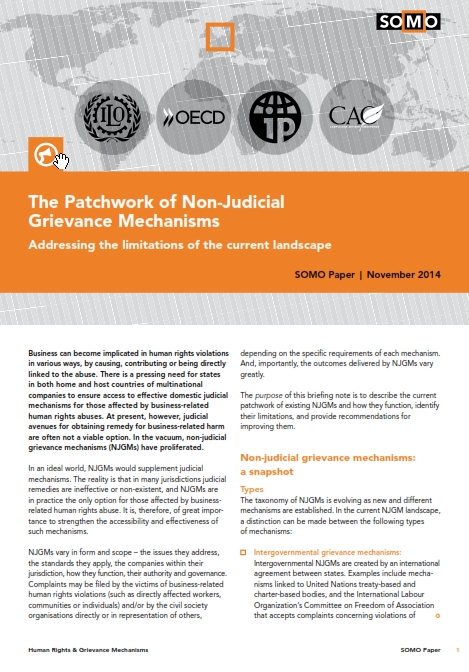publication cover - The Patchwork of Non-Judicial Grievance Mechanisms