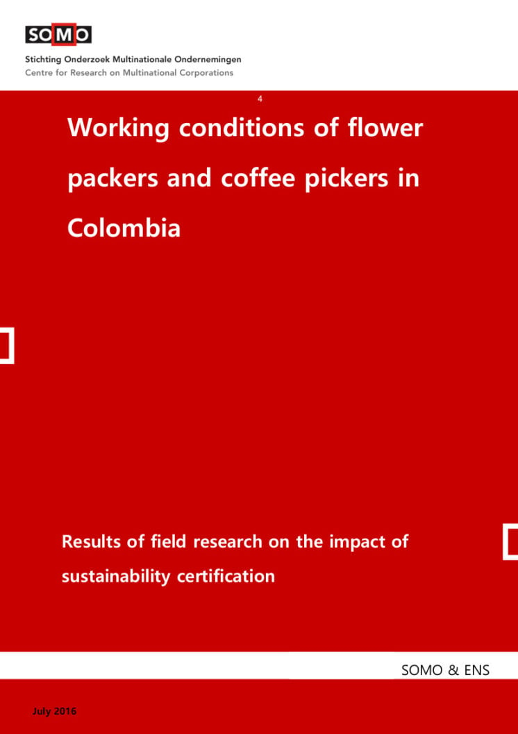 publication cover - Working conditions of flower packers and coffee pickers in Colombia