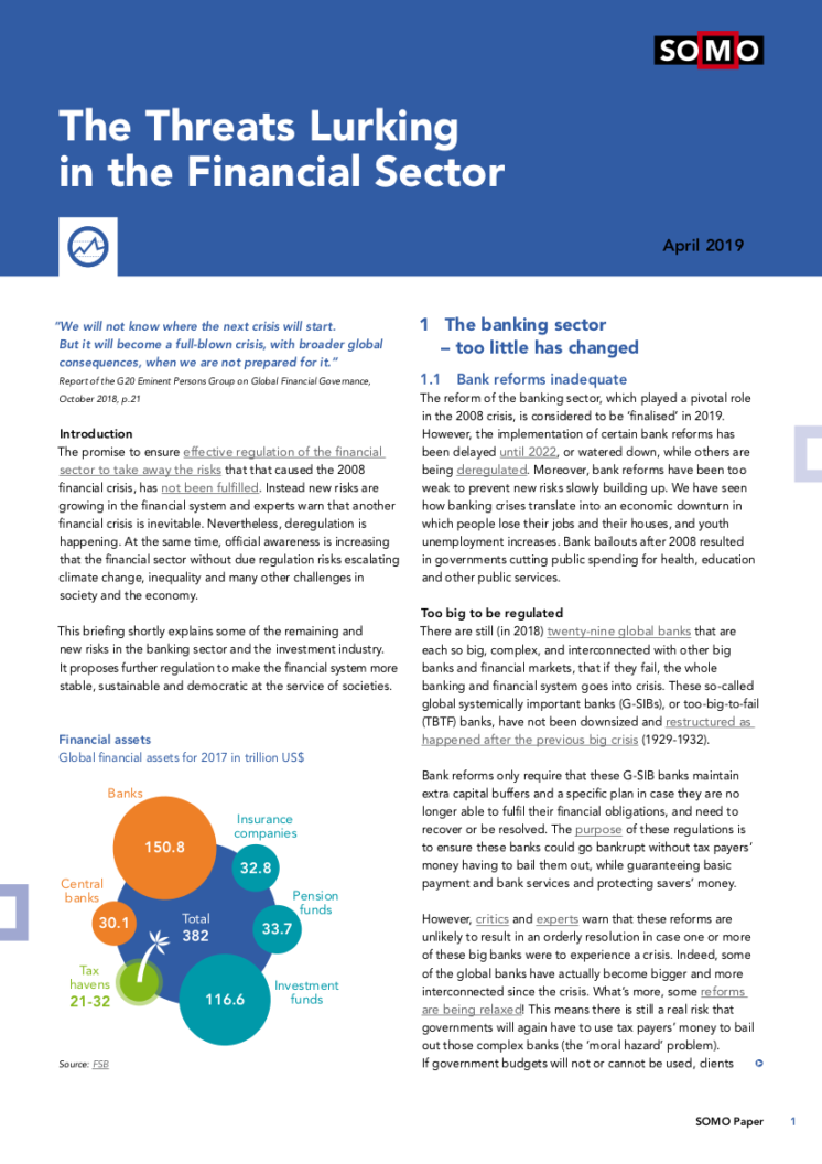publication cover - Welke bedreigingen houden zich schuil in de financiële sector?