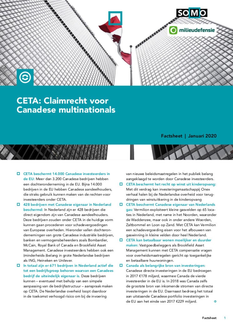 publication cover - CETA: Claimrecht voor Canadese multinationals