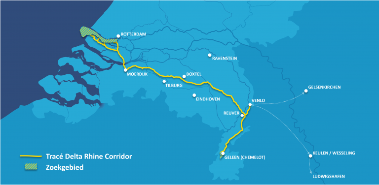 Delta Rhine Corridor Trace. Afbeelding: Rijksdienst voor Ondernemend Nederland.