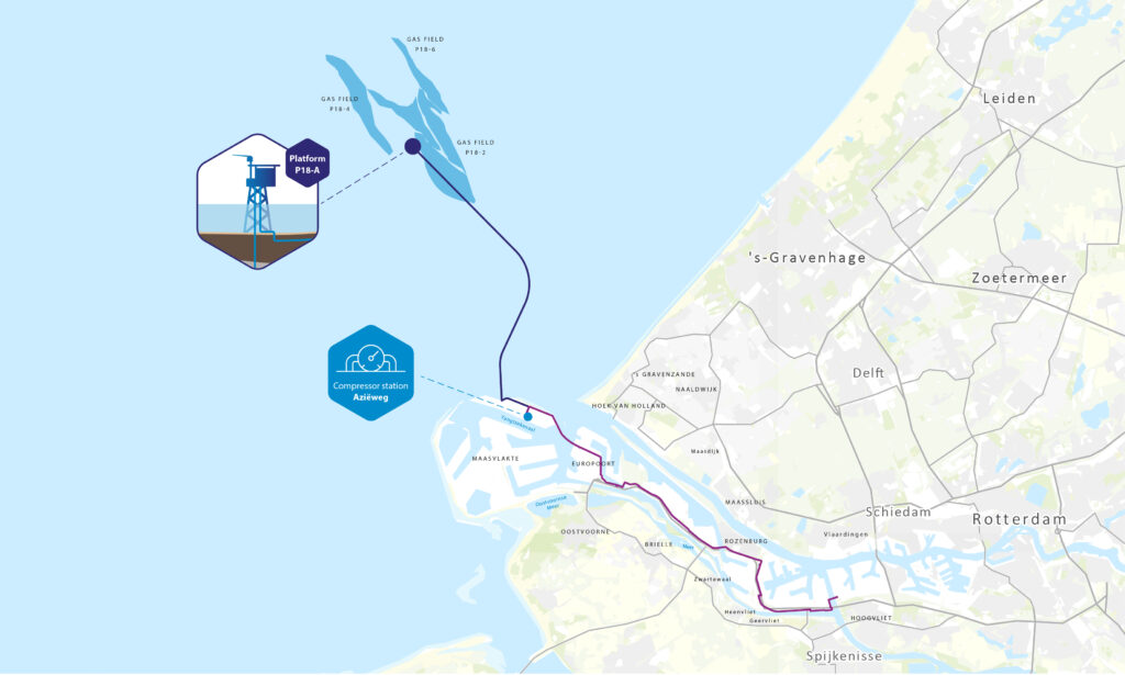 Overzicht van de infrastructuur en reservoirs van Porthos, ©PorthosCO2.