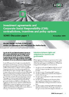 publication cover - Investment agreements and Corporate Social Responsibility
