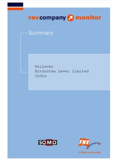 publication cover - FNV Company Monitor; Unilever India summary