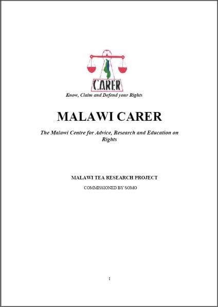 publication cover - Malawi Tea Research Project