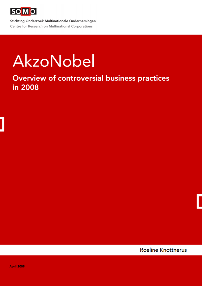 publication cover - AkzoNobel – Overview of Controversial Business Practices 2008