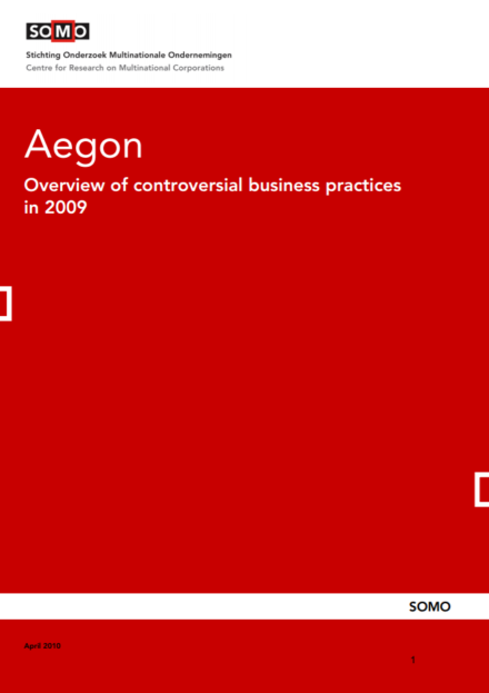 publication cover - Aegon – Overview of controversial business practices in 2009