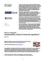publication cover - Why to integrate sustainability criteria in financial regulation?