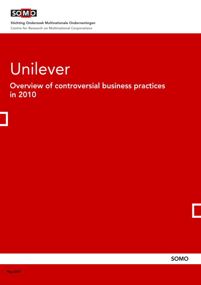 publication cover - Unilever – Overview of controversial business practices in 2010