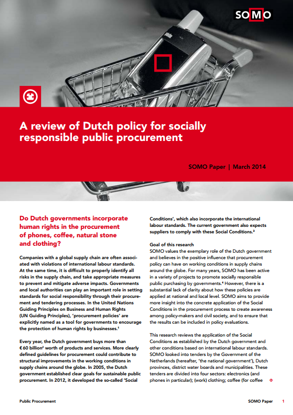 publication cover - A review of Dutch policy for socially responsible public procurement