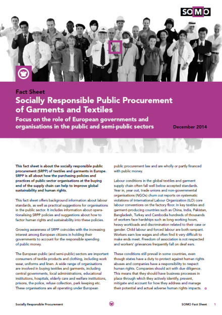 publication cover - Fact Sheet: Socially Responsible Public Procurement of Garments and Textiles