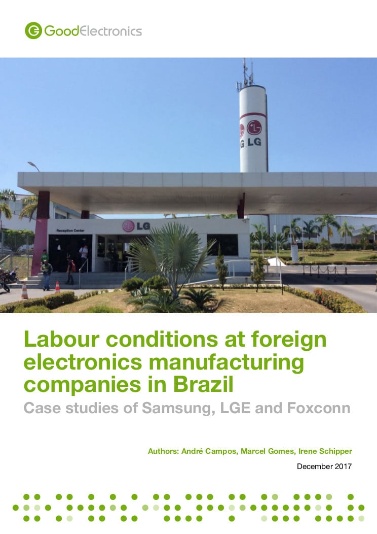 publication cover - Labour conditions at foreign electronics manufacturing companies in Brazil