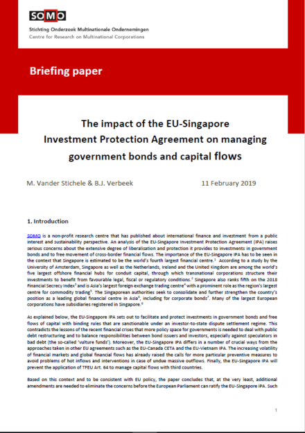 publication cover - The EU-Singapore Investment Protection Agreement