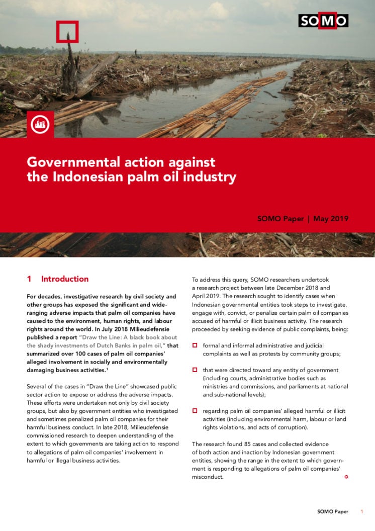 publication cover - Governmental action against the Indonesian palm oil industry