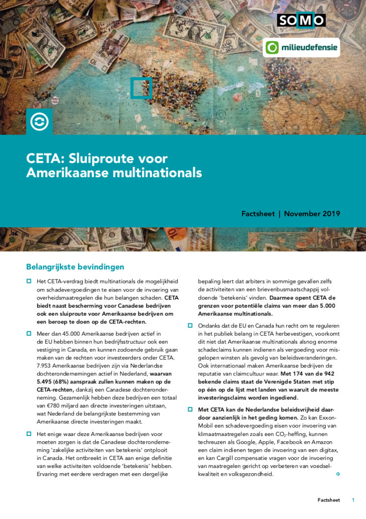 publication cover - CETA: Shortcut for American multinationals