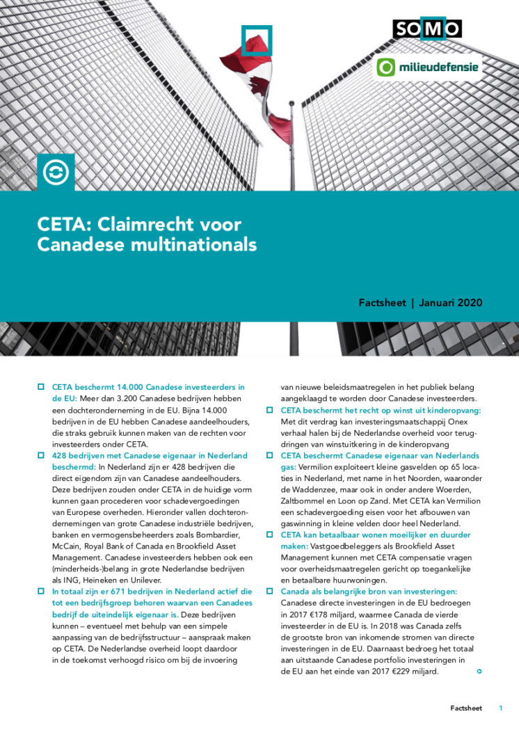 publication cover - CETA: Rights for Canadian multinationals