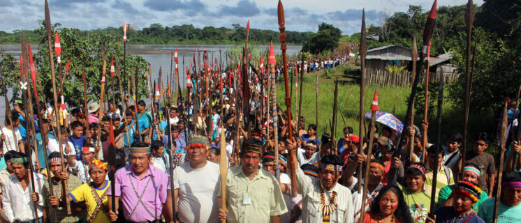 Protest of quechua people from Pastaza river baisin.