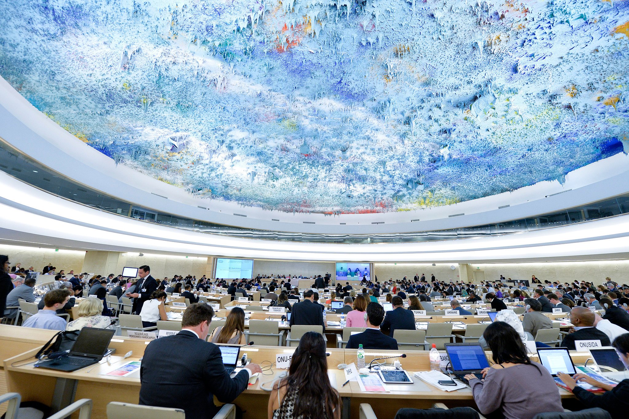 A general view during of the Presentation of the report on the situation in Syria at the Twenty-Seventh session of the Human Rights Council. 16 September 2014. UN Photo / Jean-Marc Ferré