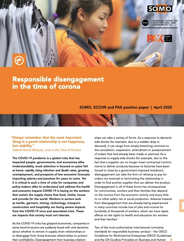 publication cover - Responsible disengagement in the time of corona