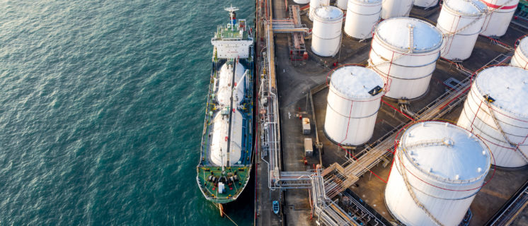 Oil Storage tank in the port in Tsing Yi, Hong Kong