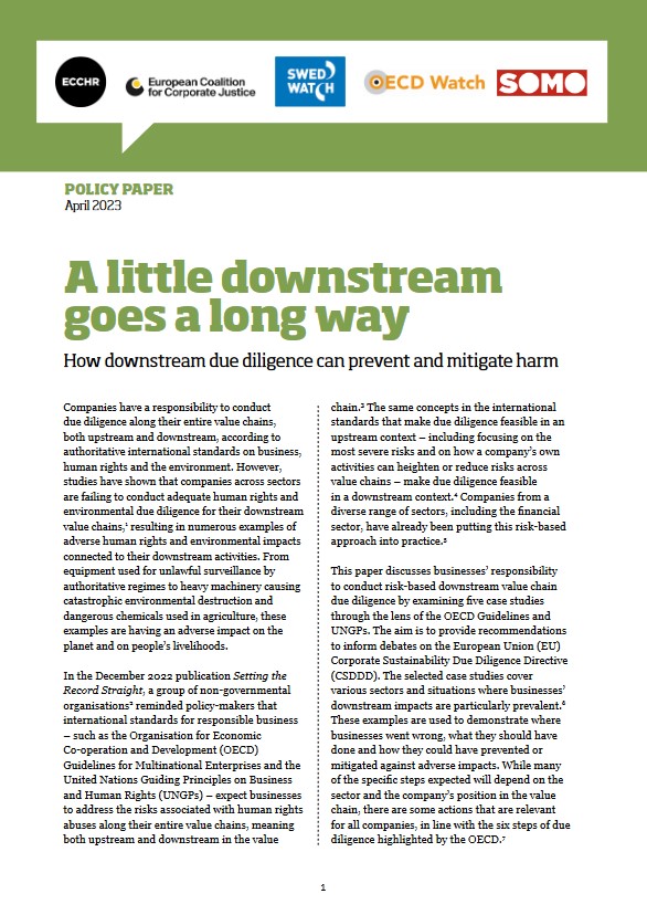 publication cover - A little downstream goes a long way